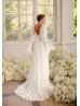 Ivory Chiffon V Back Airy Wedding Dress